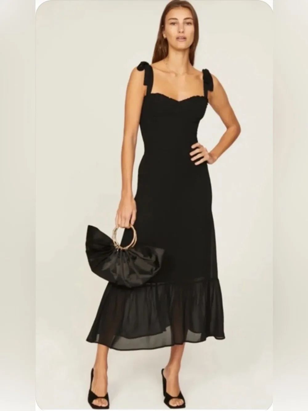 Reformation Nikita Midi Black Dress Size 8